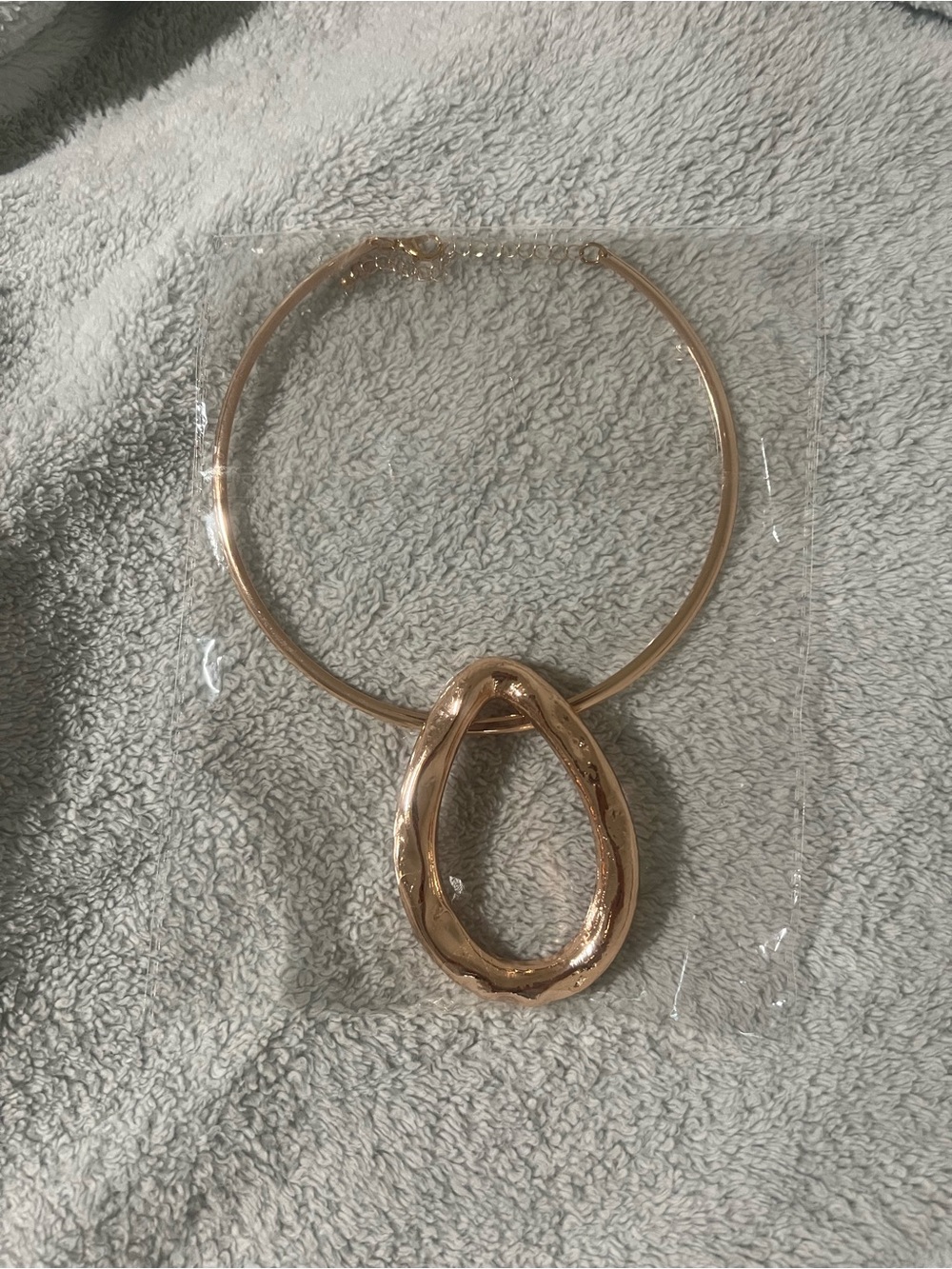 Women’s Rose Gold Statement Necklace with Teardrop Pendant